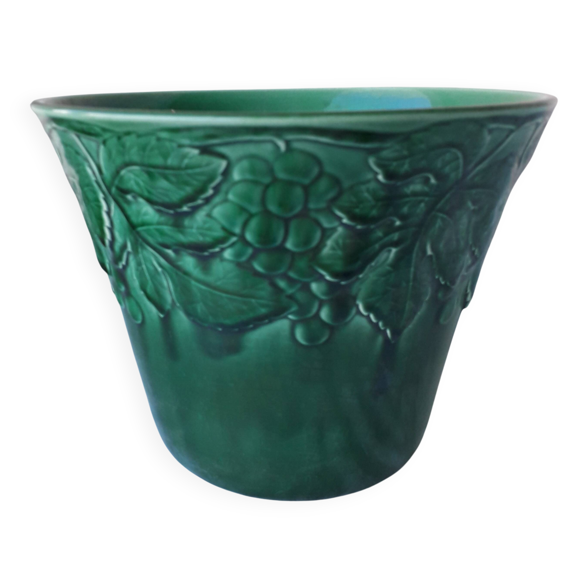 Green ceramic cache-pot