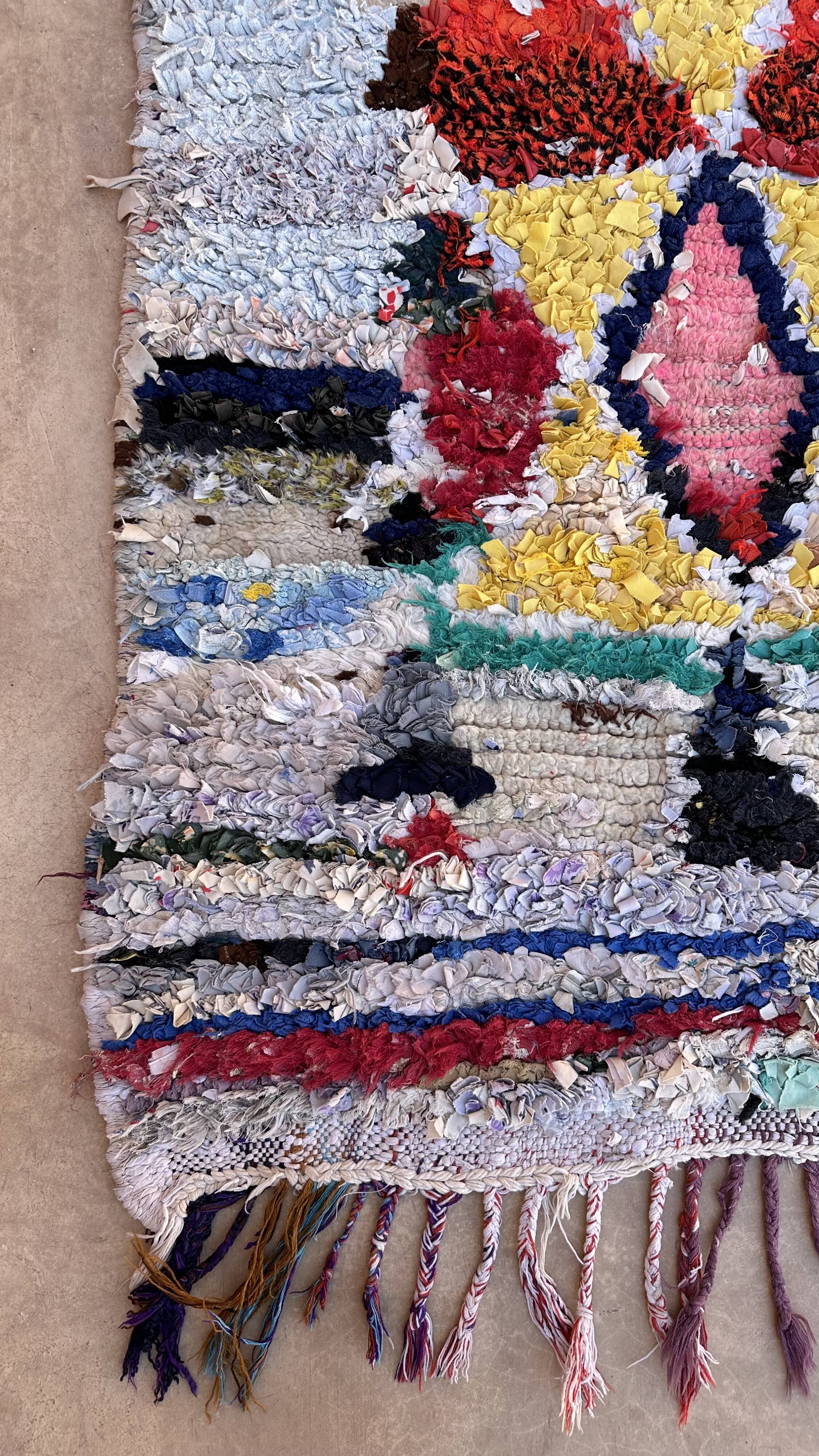 Tapis Berbère Boucherouite coloré - 81 x 190 cm