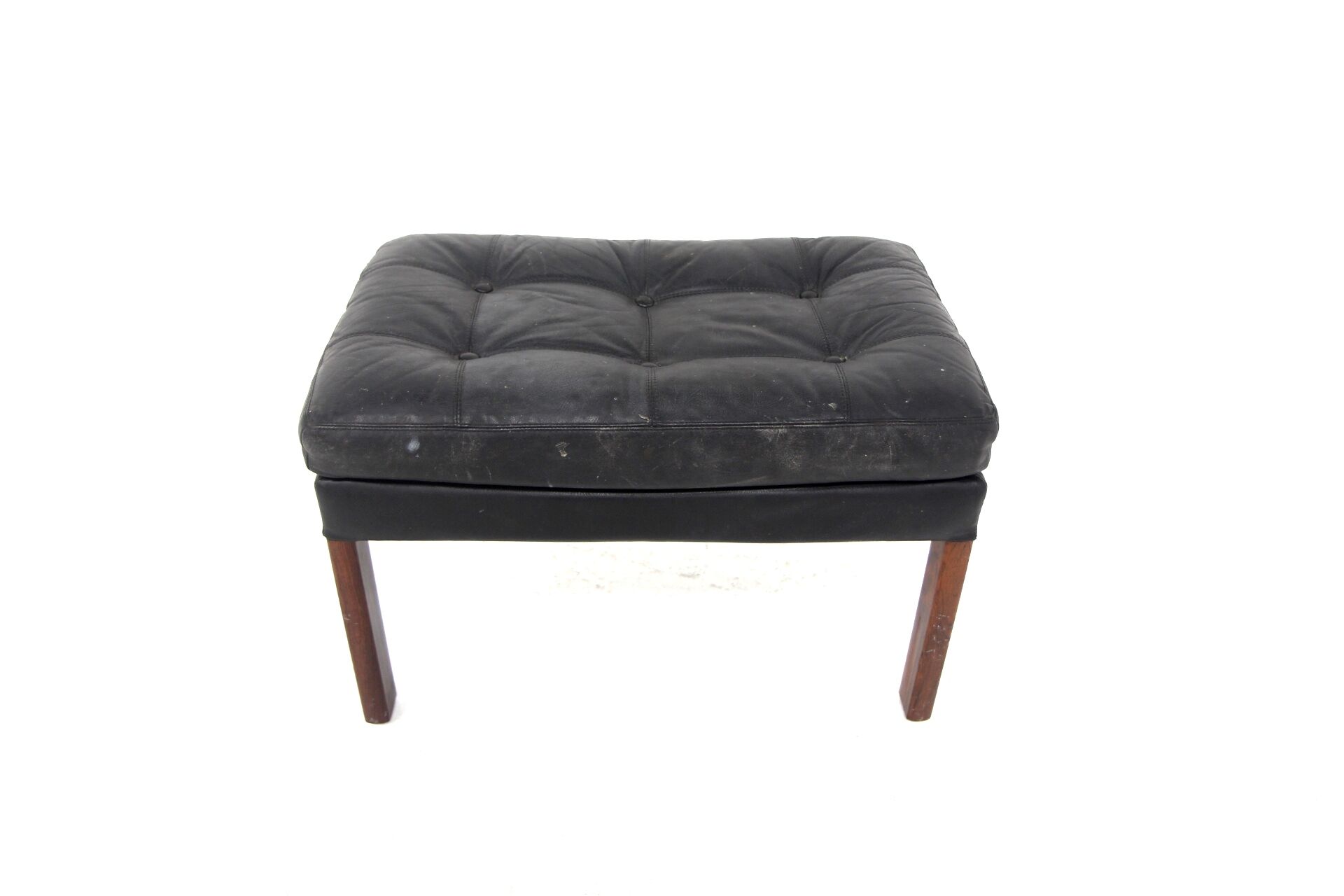 Repose-pied en cuir et en palissandre, suède, 1960