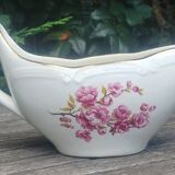 Porcelain saucière of the Gien earthenware factory model "peach blossoms"