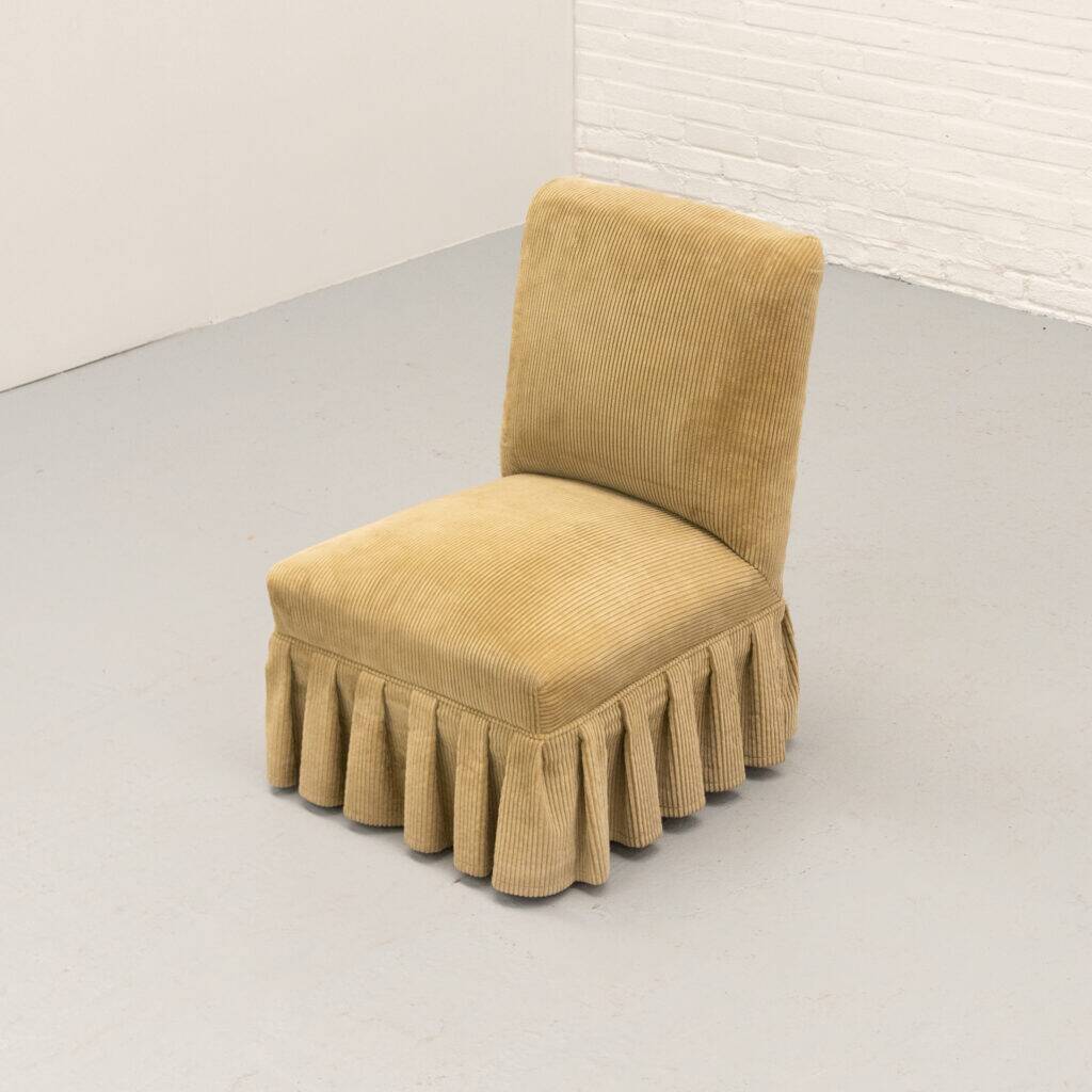 Beige corduroy crapaud lounge chair 1960s