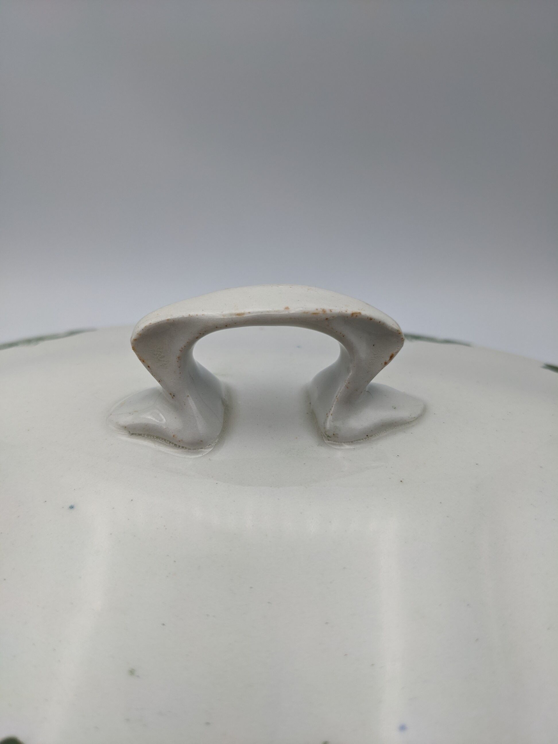 vegetable serving dish tureen earthenware English floral green decoration