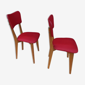 Pair of Red Skai Chairs - Chair