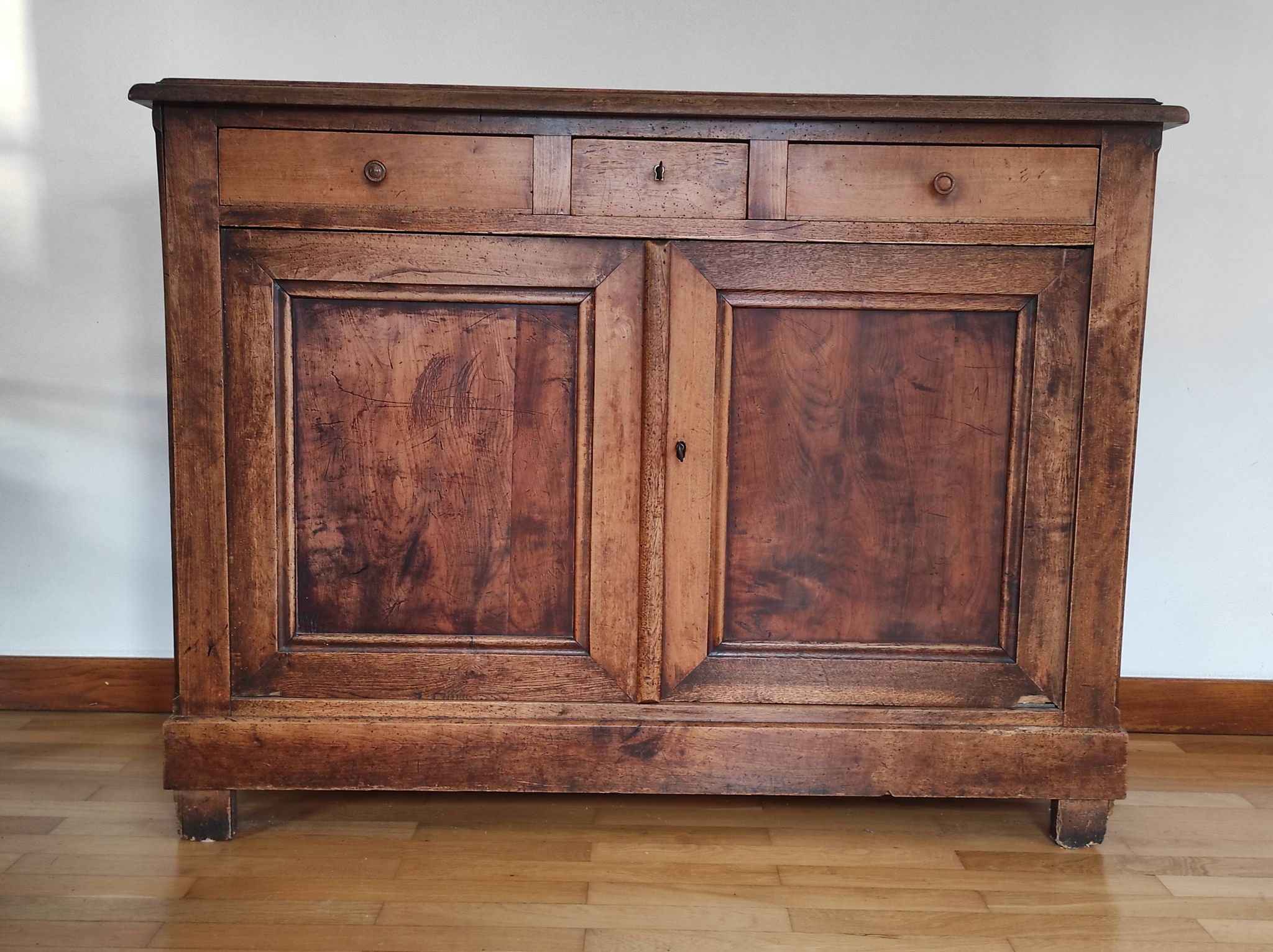 Parisian buffet 2 doors 3 drawers bahut rustic fir 19th century