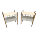 Pair of Brass and White Lacquered Nightstands with Marble Tops, Italy