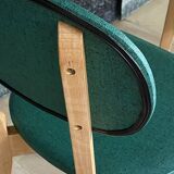 Paire de chaises vintage skaï vert pieds compas