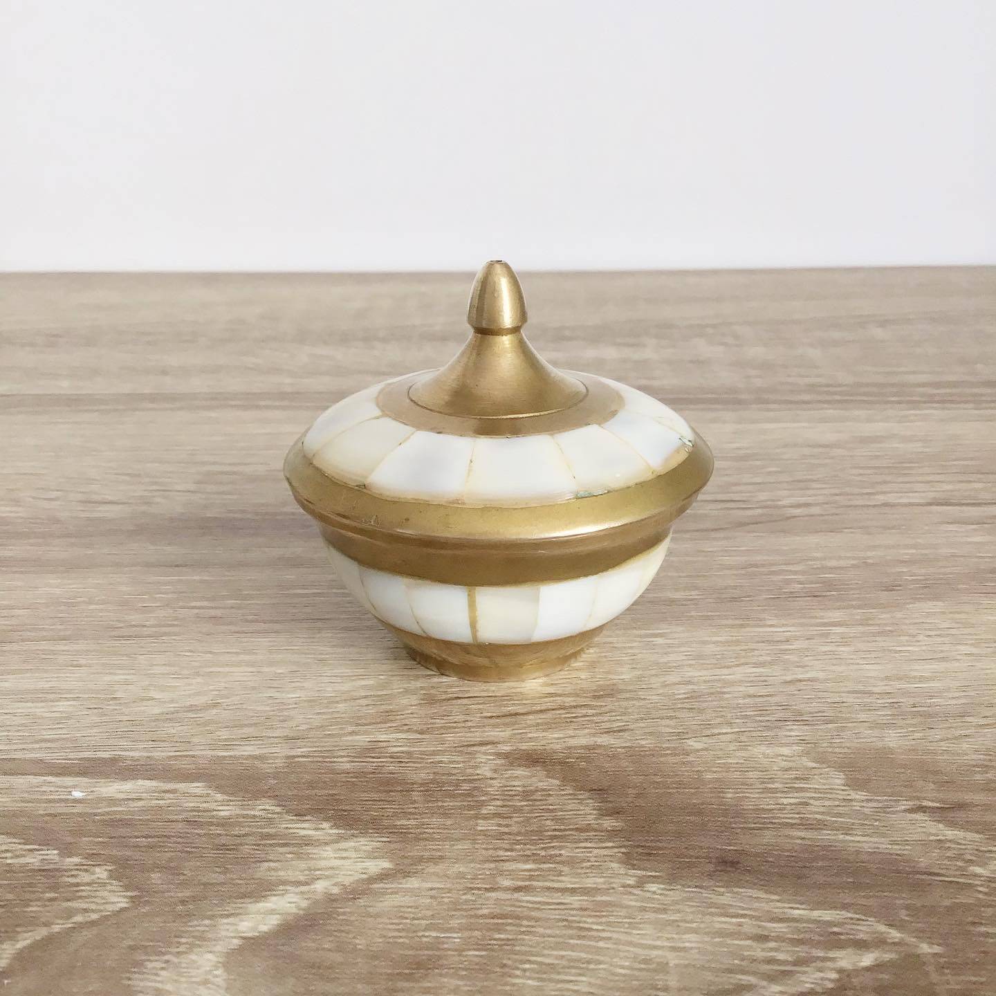 Vintage brass and mother-of-pearl box