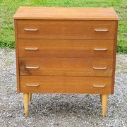 Vintage chest of drawers from the 50s in blond oak 4 drawers conical legs