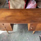 Vintage 1950s desk in light wood – compass base