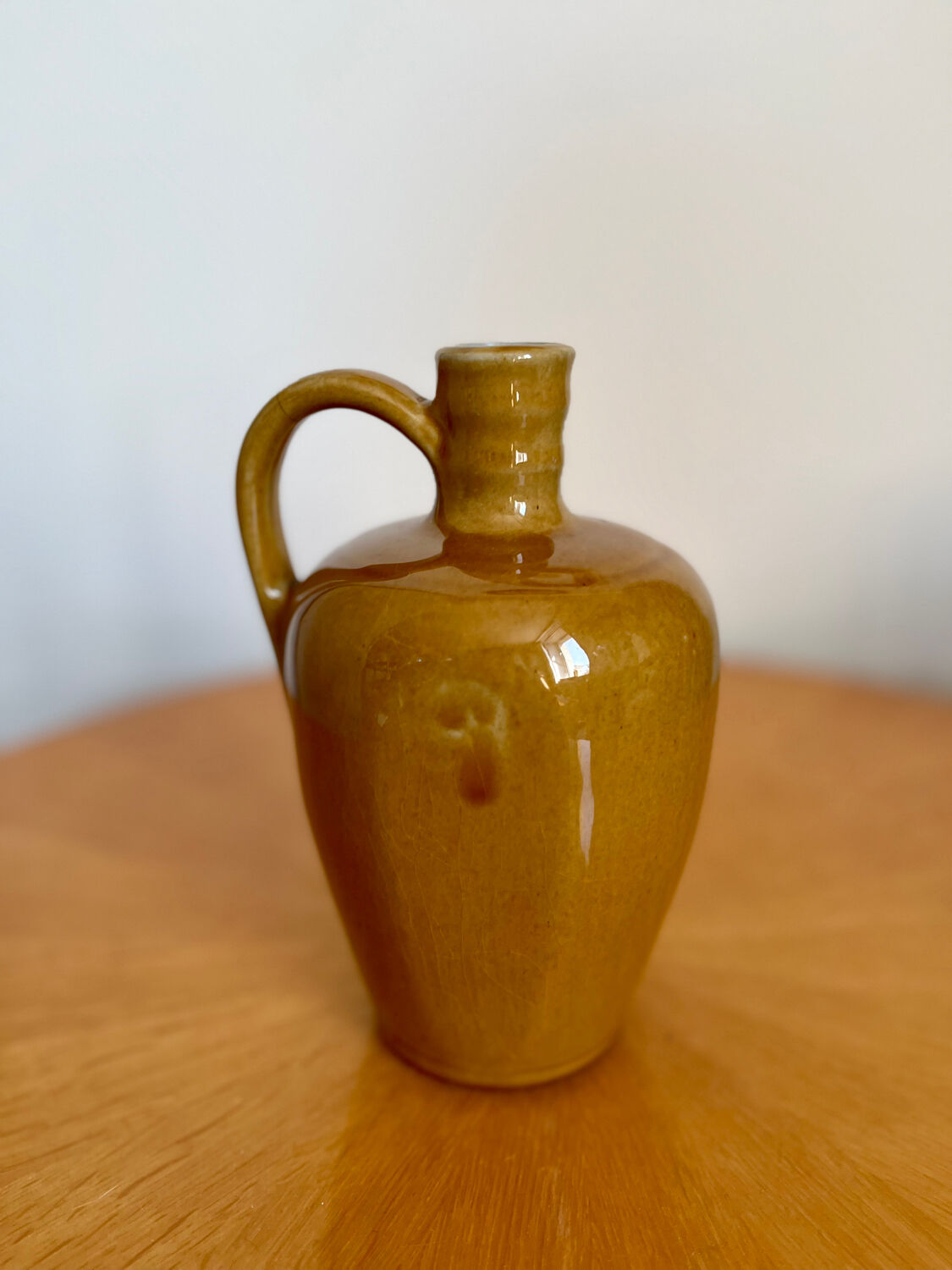 Vintage beige ceramic pitcher jug bottle