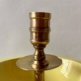 Large vintage brass and yellow glazed ceramic candle holder-ashtray