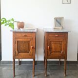 Pair of retro gray marble bedside tables