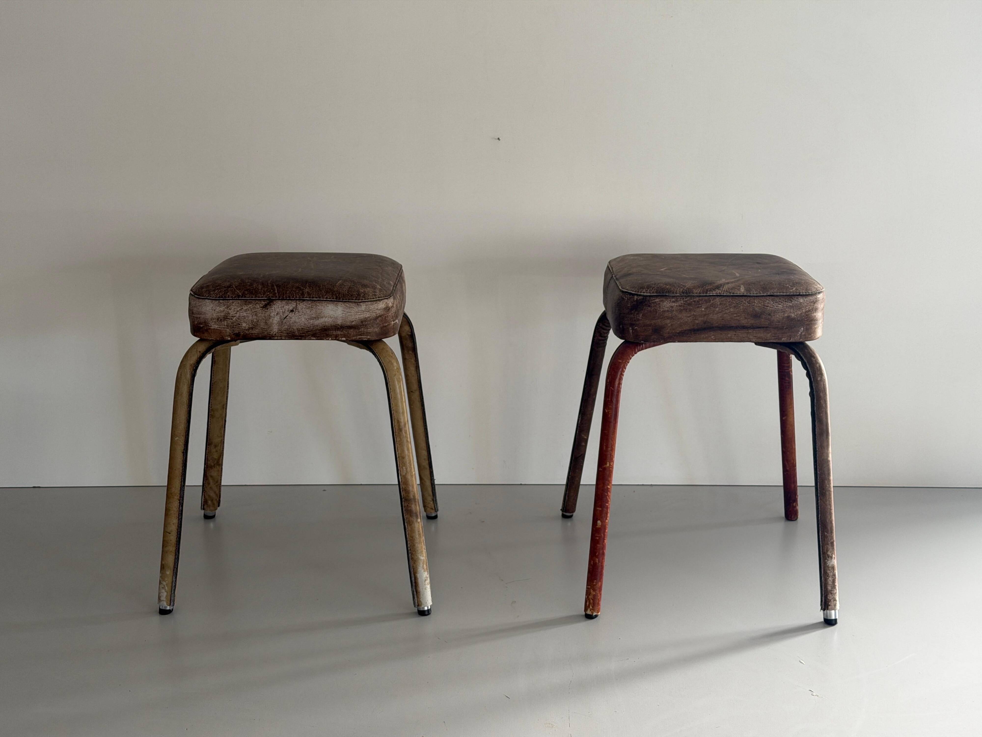 Paire de tabourets en simili-cuir, 1970, Allemagne
