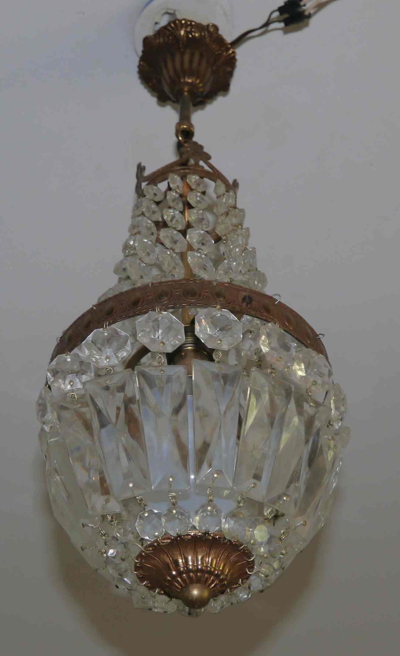 Suspension chandelier with metal and glass grapevines manufactured 60's / 70's