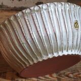 Vintage fluted enameled earthenware potter's salad bowl