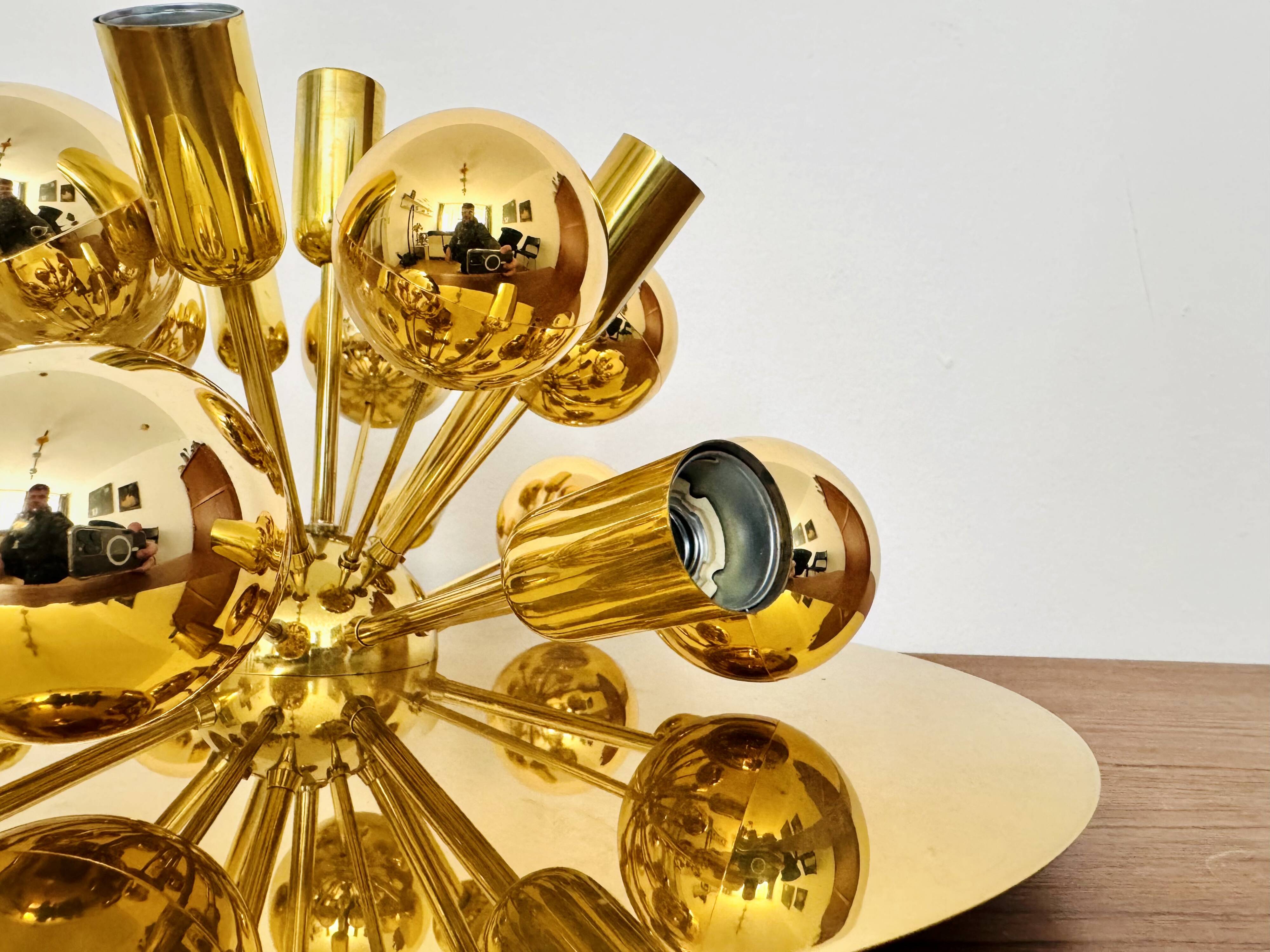 Set of 2 Amazing Golden Sputnik Wall or Flush Lamps by Cosack