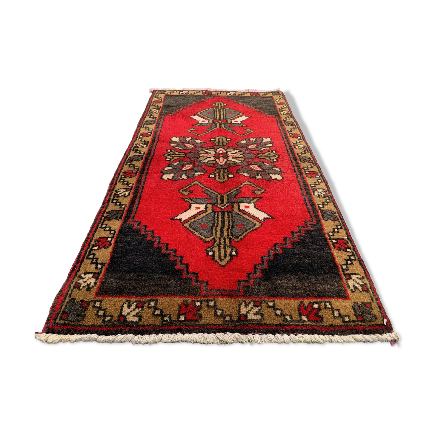 Small Vintage Turkish Rug 104x52 cm, Short Runner, Tribal, Shabby Chic