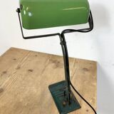 Vintage Green Enamel Bank Lamp, 1950s