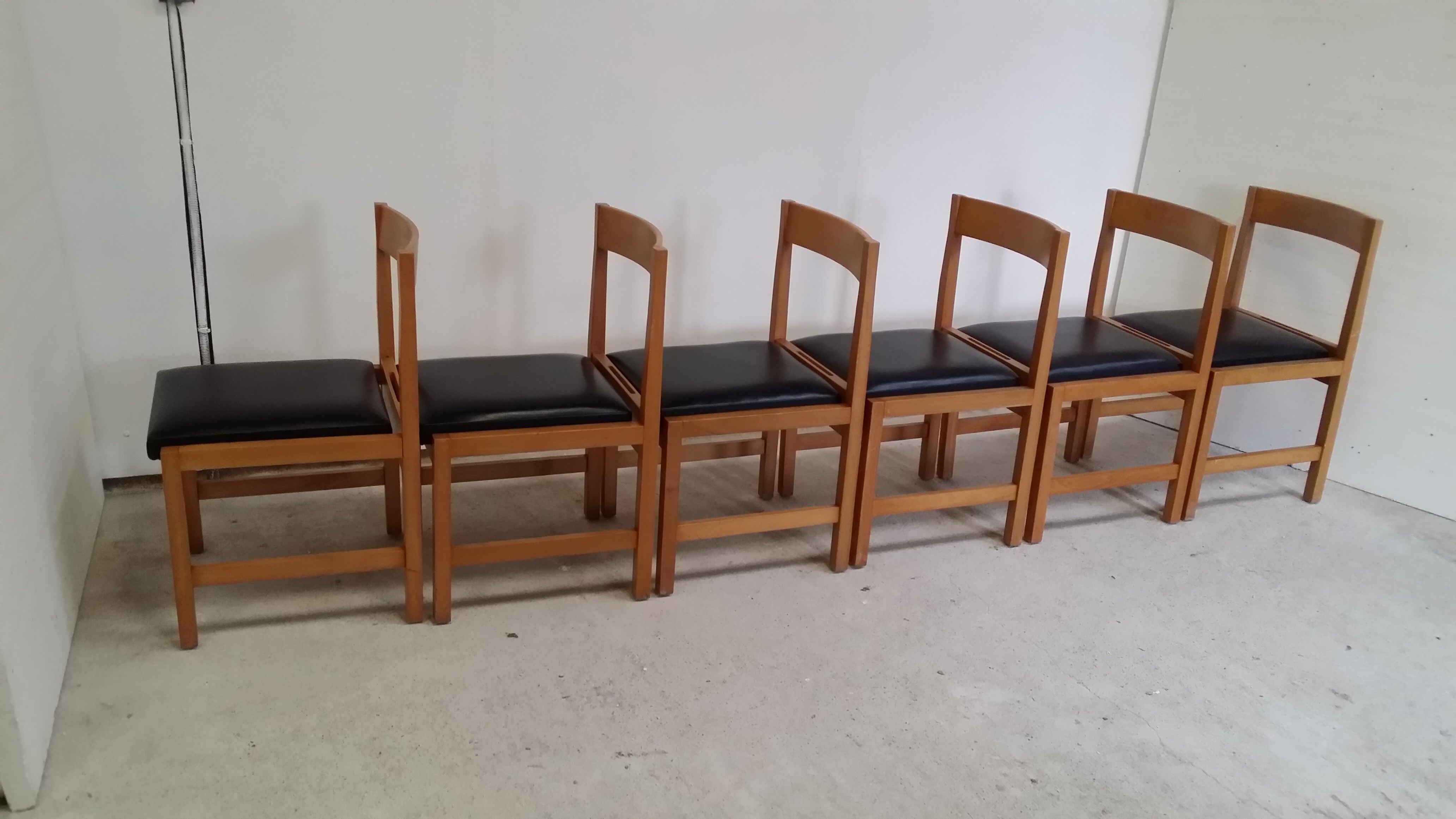 Set of six wooden chairs