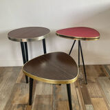 Trio of tripod-legged side tables from the 60s and 70s