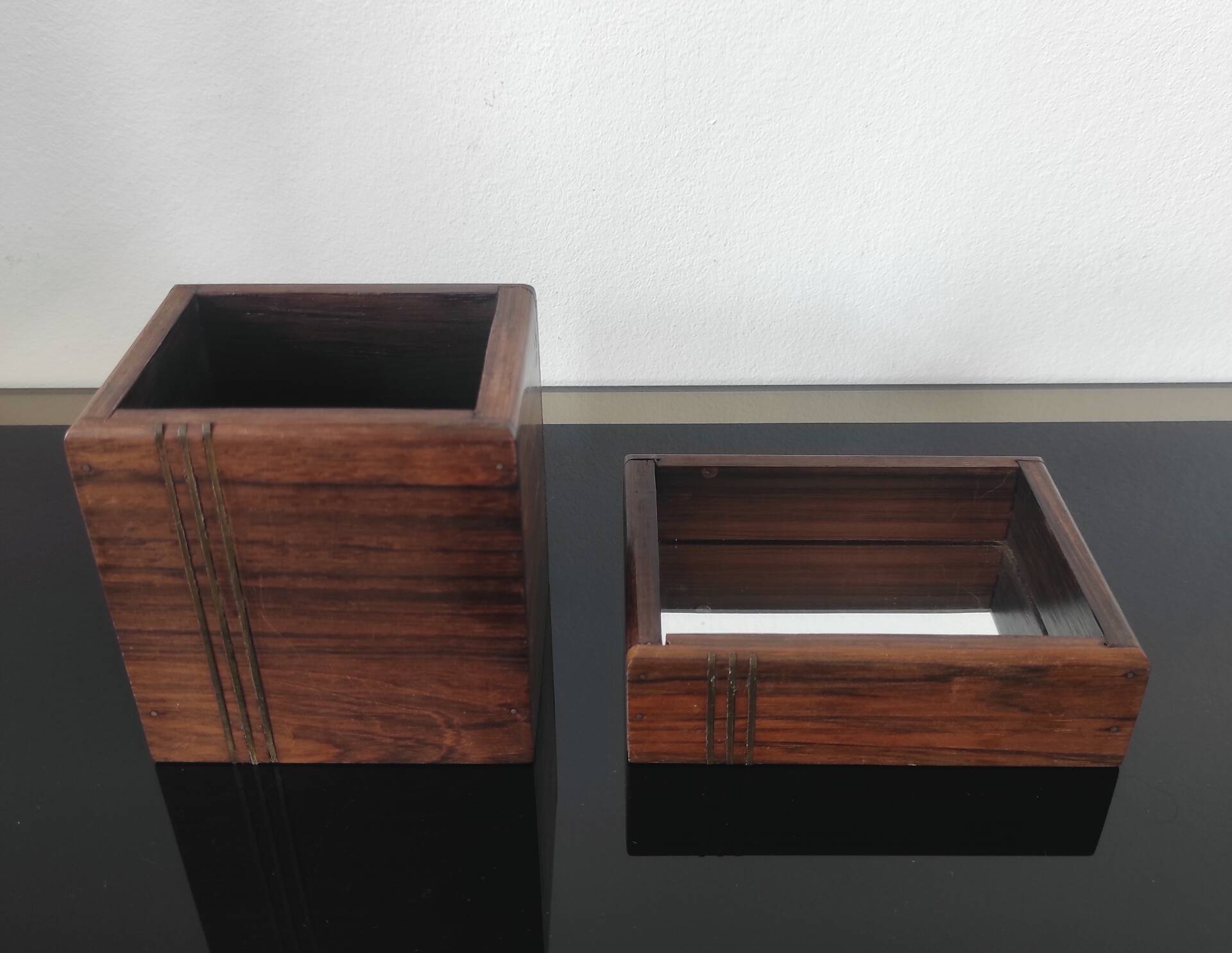 Vintage pocket trays in rosewood and brass – style A