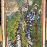 Bouquet/landscape, double reversible painting signed A. Viret