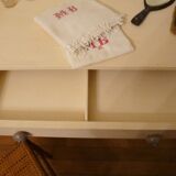 Table de toilette coiffeuse ancienne en bois peint