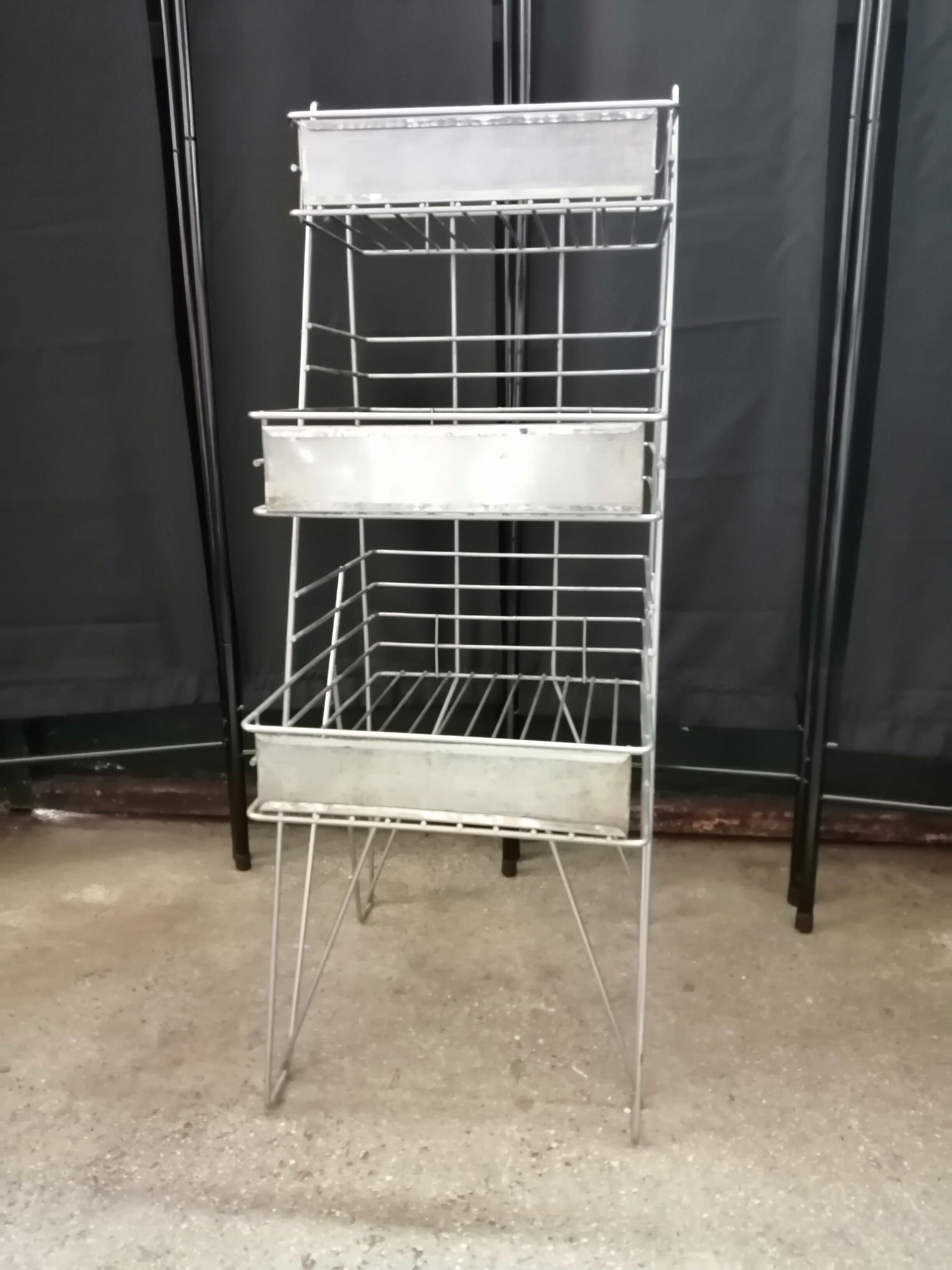 Vintage old shelf store wire basket industrial design 70s