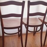4 bistro chairs in curved wood and art nouveau patterns