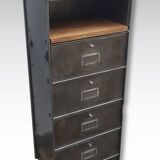 Ronéo column with flaps, 1 drawer and a niche, solid oak tops