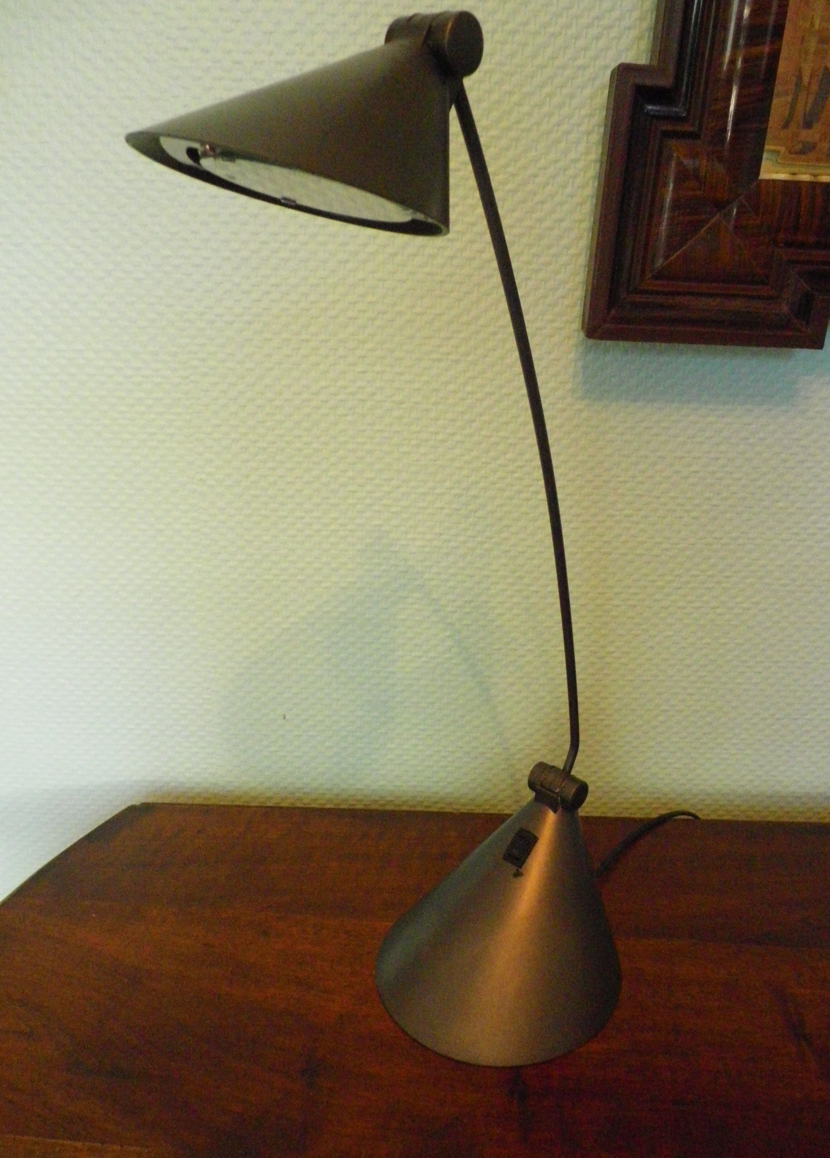 Table lamp, tiltable and adjustable, grey metal