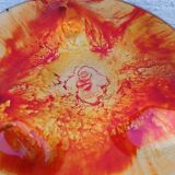 Contemporary decorative glass plate signed Cesart Italy 1980 glazed