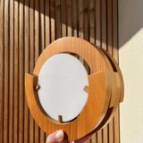 Round pine and plexiglass wall light, 1970