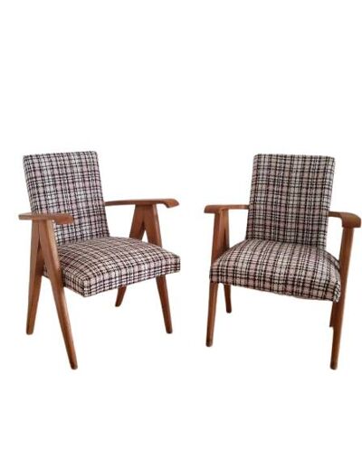 Paire de fauteuils en chêne massif, années 50