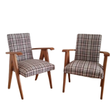 Paire de fauteuils en chêne massif, années 50