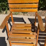 Pair of vintage wooden folding armchairs