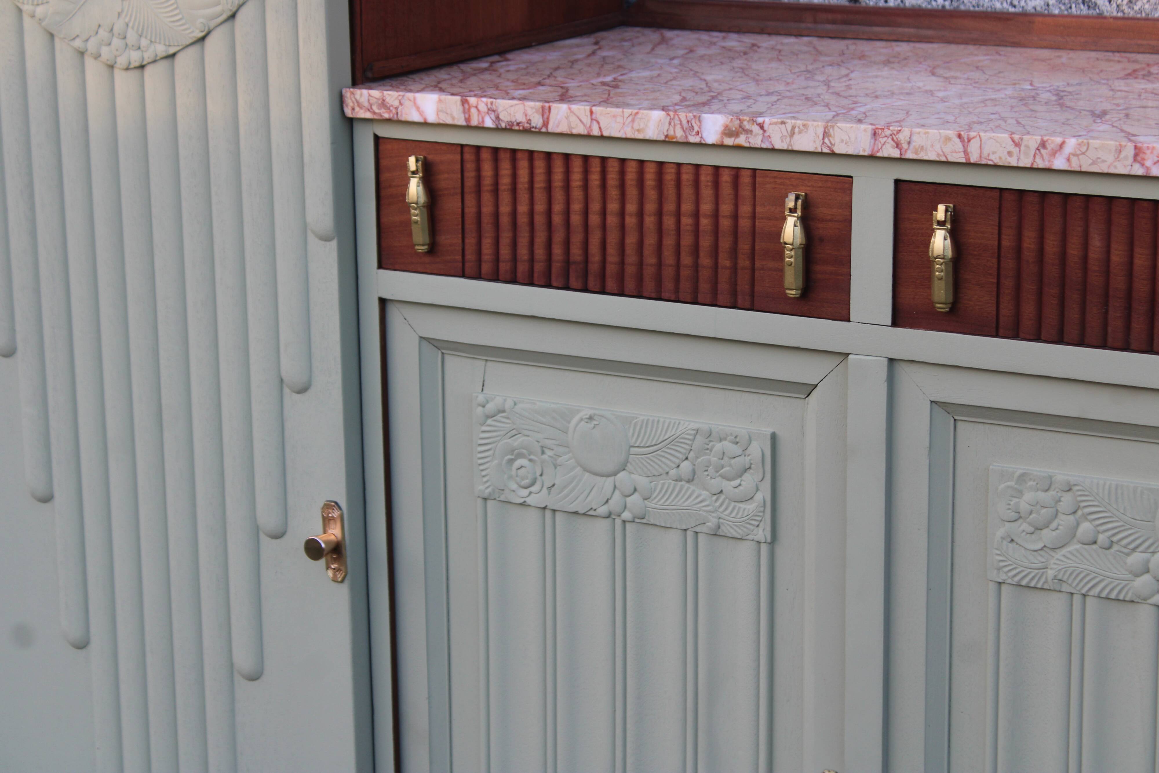 Renovated antique Art Deco sideboard – Lizard Green (Pure & Paint)
