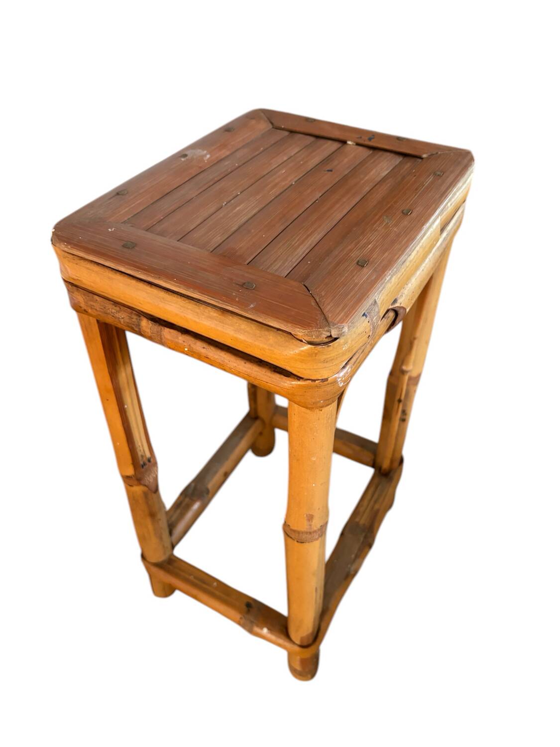Vintage bamboo and rattan stool