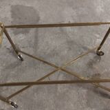 Rolling coffee table in vintage gilded bronze