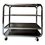 Hi-fi furniture sideboard/bar in smoked glass and chrome, 1970s design.