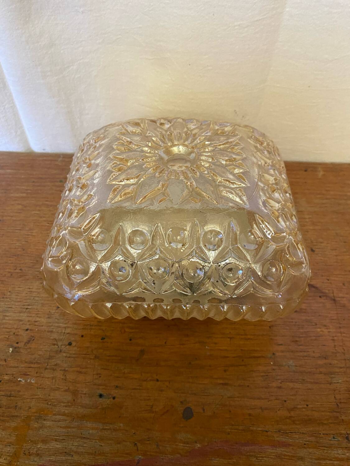 Antique Gold Molded Glass Wall Light Ceiling Lamp + Black Wine Metal Bracket