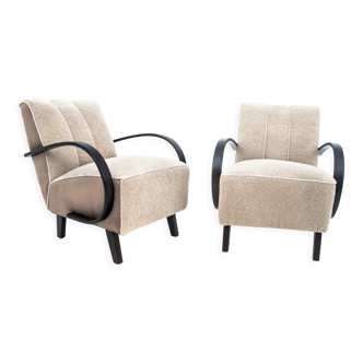 Two boucle armchairs, J. Halabala, Czechoslovakia, 1930s
