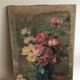 Huile sur toile ancienne Bouquet de roses