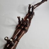 Old extendable wooden coat rack, Napoleon III, 9 hooks