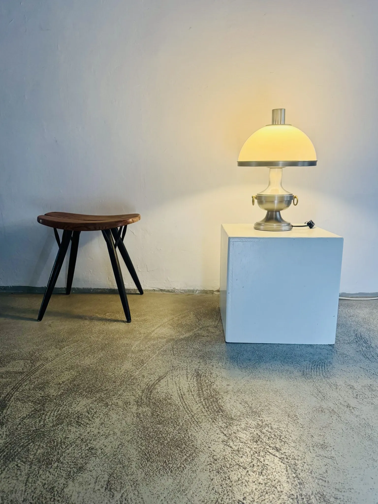 Metal Mushroom Table Lamp By Dijkstra Lampen, The Netherlands, 1960S