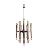 Large Space Age chandelier in chromed metal, design G. Sciolari, Boulanger, 1970