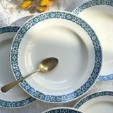 6 assiettes creuses terre de fer bleu longchamp modèle « rené »