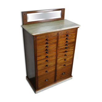 Cabinet dentaire antique en acajou et marbre Amsterdam vers 1920