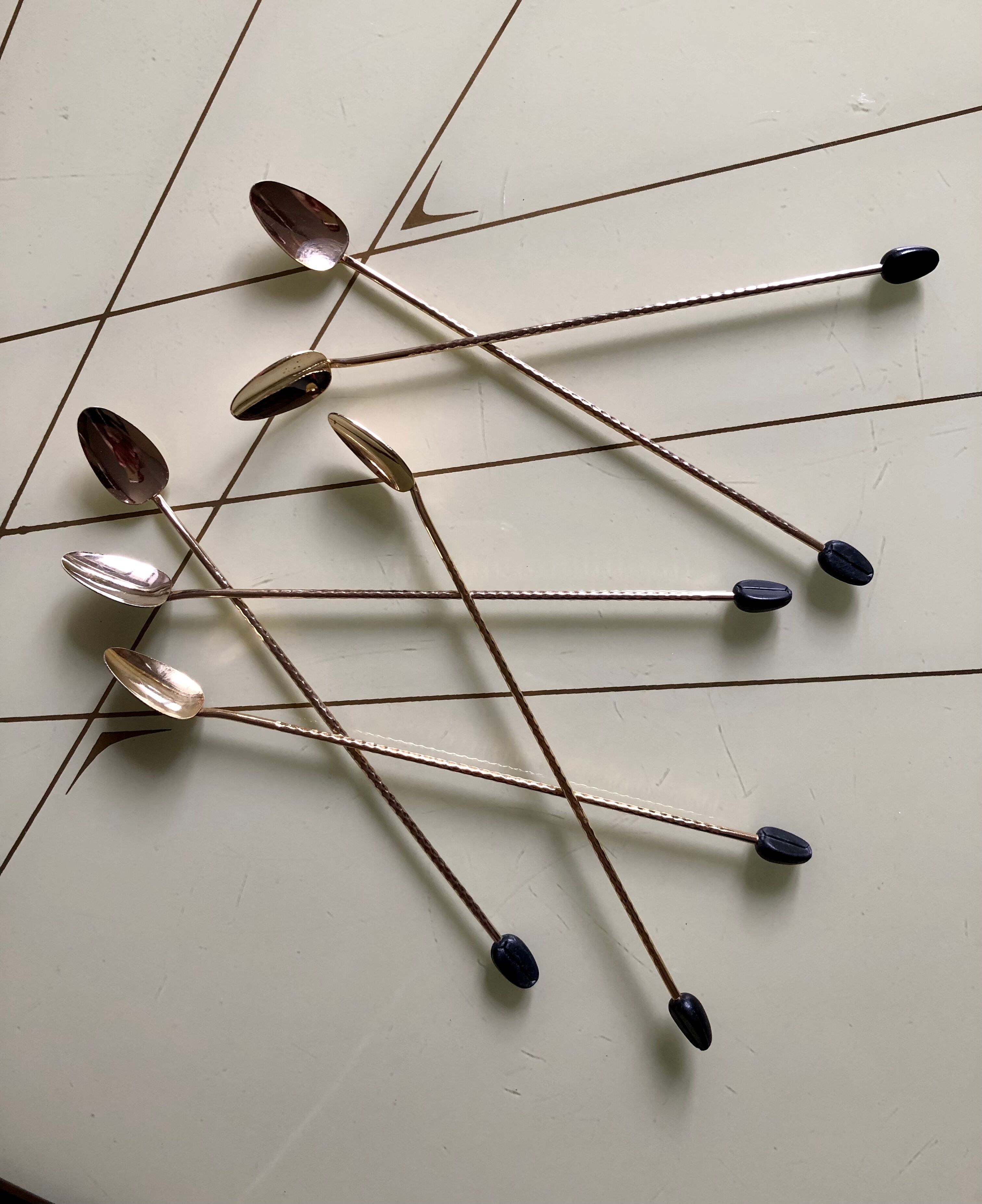 Golden spoons with mazagrans