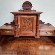 Old-standing desk in solid walnut and walnut veneer, period Alsace